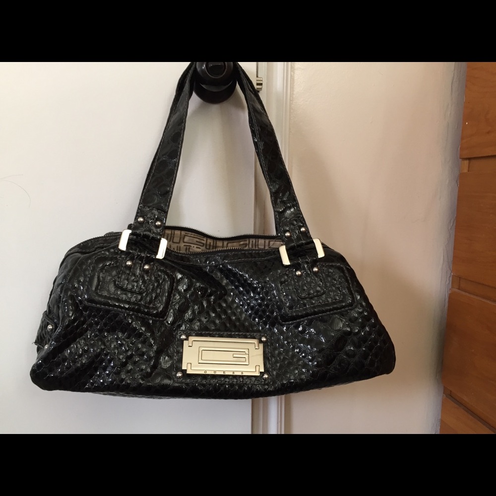 Guess crocodile black satchel